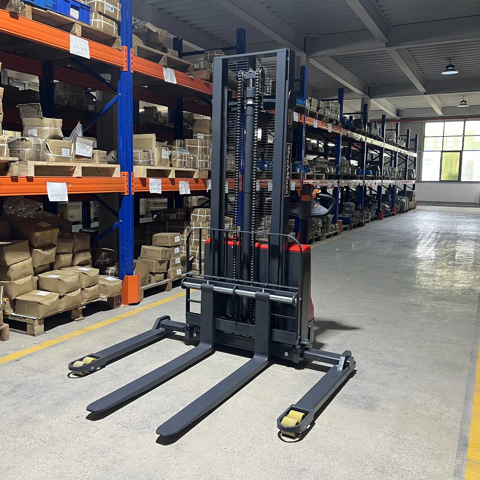 2640lbs Lithium-ion Electric Straddle Stacker,  98" Lift,  Adjustable Legs & Forks,  F26-98S