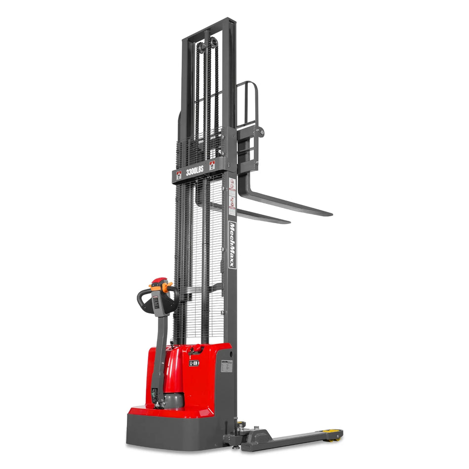 3300lbs Lithium-ion Electric Straddle Stacker,  138" Lift,  Adjustable Legs & Forks,  F33-138S