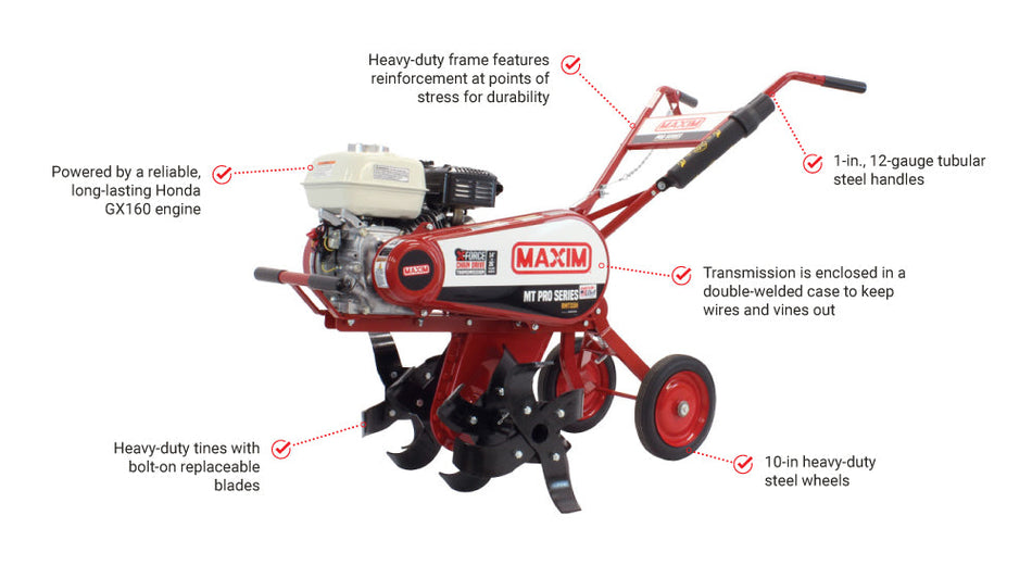 Maxim Commercial Tiller with Honda GX160 Engine – RMT55H.MAX