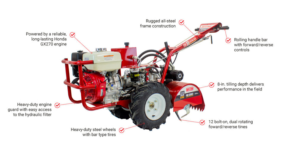 Maxim Rear Tine Tiller with Honda GX270 Engine