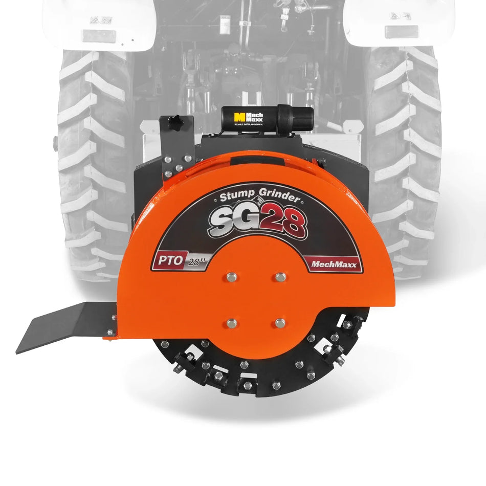3-Point PTO Stump Grinder with 44 Carbide Teeth (PTO Shaft Included with Slip Clutch),  for 35-80HP Tractor,  SG28